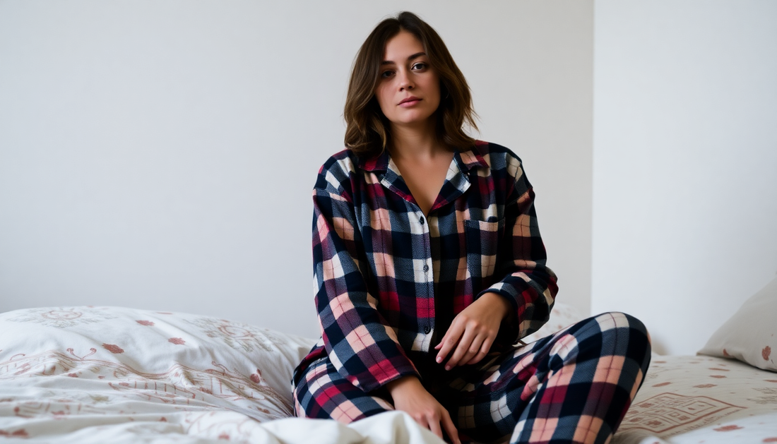 woman wearing flannel pajama